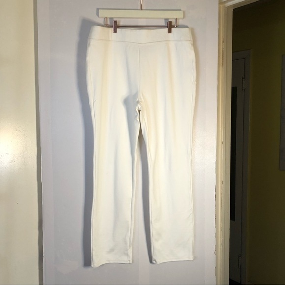 Soft Surroundings White Perfect Ponte Straight Leg Pants | Size L - Picture 4 of 11
